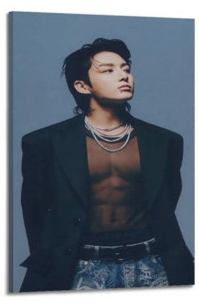 Jungkook Südkoreanische Sängerin, berühmte Film- und Fernsehfiguren, Pop-Musikfiguren, Poster, Dekoration, Leinwand, Kunstdekoration, Druck, Unterschrift, Foto, Wohnzimmer, Heimdekoration, 50 x 75 cm,
