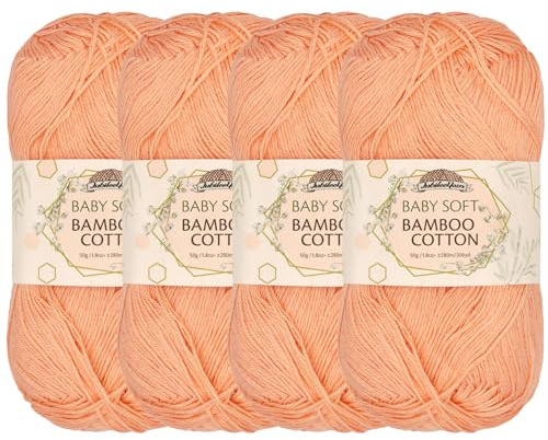 JubileeYarn Baby Soft Bamboo Cotton Yarn - 50g/Skein - Peach Cobbler - 4 Skeins