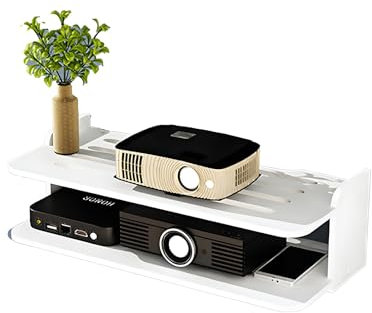 Guoyoocc WIFI Router Storage Shelf,Set-top Box Storage Box Decoder Rack,Floating Wall Mount Modern TV Unit TV Stand,Floating Tv Shelf For Cable Boxes Routers Remotes DVD Players Game Consoles