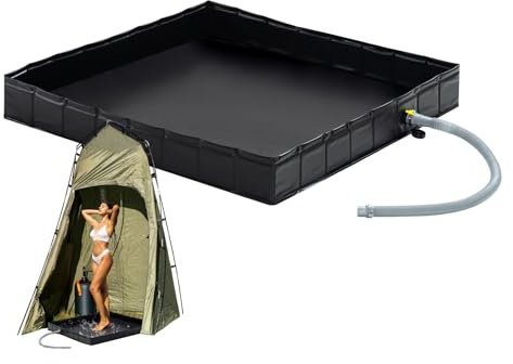 Wintogo Portable Shower Pan, 41 x 41 x 5 Foldable Shower Base & Basin with Detachable Drain Pipe, Ideal for RV, Outdoor,Indoor Shower Stall Enclosures