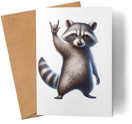 Lilavie-Design Waschbär Rocker Karte Lustig Cool Tier Humor Frech