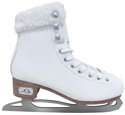 Cox Swain Klassische Eislauf Schlittschuhe ICEPEARL, für Damen und Kinder, bequem, warm gefüttert - Edelstahlkufe vorgeschliffen, White/Silver Gr. 42