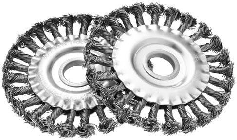 2 Stk Rundbürsten Set, Drahtbürste Winkelschleifer 125mm x 22mm, Scheibenbürste, Zopfrundbürste, Stahldraht für Bohrmaschine, Stahlbürste mit gezopften Drahtborsten, Drahtbürste für Winkelschleifer