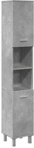 vidaXL Badezimmerschrank Betongrau 30x30x179 cm Holzwerkstoff, Badezimmerschrank, Badschrank hoch, Badmöbel, Badezimmermöbel, Badezimmerschrank hoch