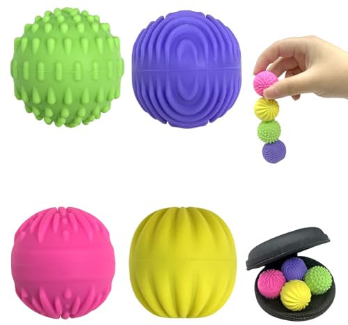 Felicify Fidget Magnetkugeln, 4 Stück Magnet Fidget Spielzeug, Silikon Magnetkugeln für Stressabbau, Magnetische Kugeln Bunt, Sensorische Stress und Angst Linderung für Erwachsene Kinder