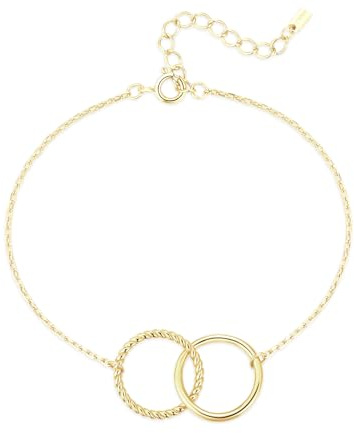 MARLION JEWELS Silber Armband für damen mit zwei verbundenen Ringen.. Armband silber damen für Frau, Mädchen ideal für Valentinstag und Muttertag Geschenk, Geburtstag... Schmuck damen armbänder