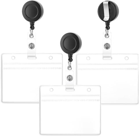 JEYORZY 3 Pièces Porte-badge avec Yoyo et Cordon Résistant, Porte Badge de Carte d'Identification, pour Carte de Visite, Carte d'étudiants, Carte Bus de la Marque Protection de Vos Badges