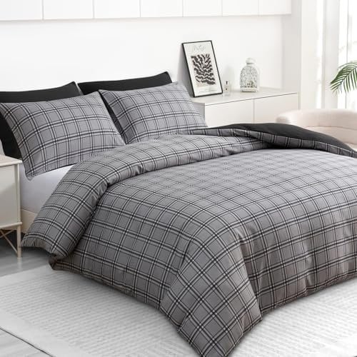 Grace Double Duvet Set - Premium Microfiber Reversible Duvet Cover Double (200 x 200 cm) 3 PCs - Ultrasoft Hypoallergenic Luxury Quilt Cover Bedding Set With Zipper Closure