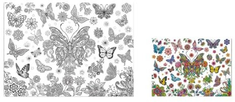 SchmetterlingKinder Ausmaltischdecke Poster zum Ausmalen aus Papier Schmetterlingsmalerei Poster Schmetterling Thema Geburtstagsdekoration für Kinderbeschäftigung Kindergeburtstag Geburtstagdeko