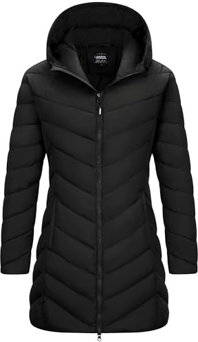 Outdoor Ventures Womens Long Puffer Jacket Warme Winterjacke Hooded Coat | Insulated Jacket, Water Resistant Transitional Jacket, Padded Trenchcoat with Inner Pockets for Trekking, Climbing, Skiing