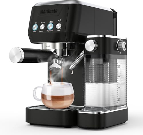 MAttinata 20 Bar Cappuccino Maschine, Professionelle Espressomaschinen für Zuhause und Büro mit automatischem Milchaufschäumsystem, Barista Kompakter Latte Maker für Kaffeeliebhaber