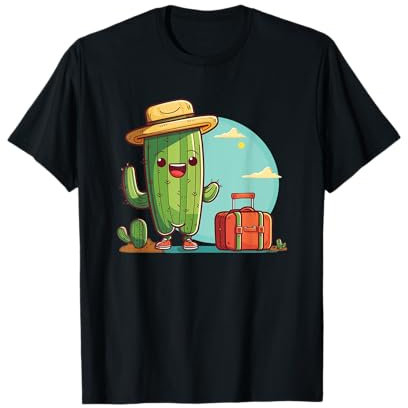 Divertido disfraz de cactus de viaje con maleta Camiseta