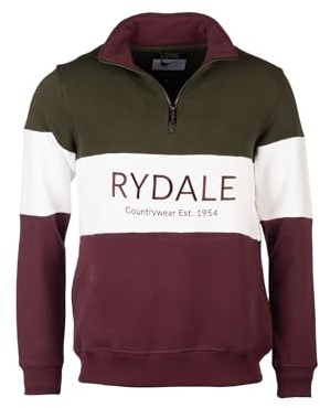 Rydale Mens Striped Embroidered Sweatshirt Men Country Jumper Sweater Fleece