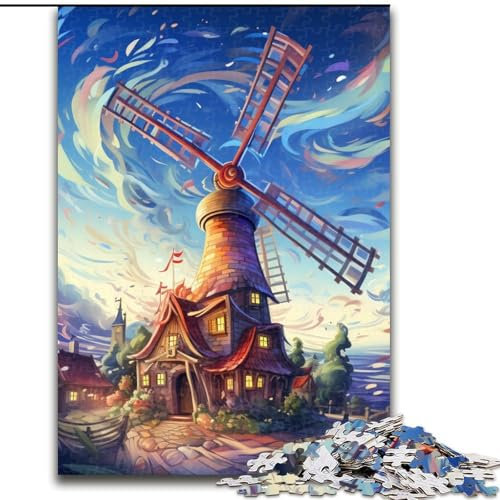 Jigsaw Puzzles for Adults 1000 Piece Colorful Windmills Jigsaw Puzzle Made of cardboard,Intricate Design for Teenagers, DIY Decor, And Brain-Boosting Fun 1000pcs(26x38cm)