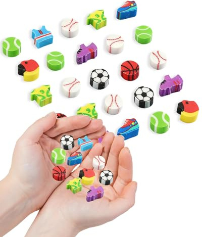 HUVZOR 60 Stück Radiergummi Set, Neuheit Radiergummis für Party Favors, Radiergummis für Kinder Bleistift Radierer Geschenke Klasse Belohnungen für Studenten(Fußball)