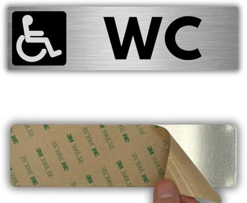 LEIASA | Schild Barrierefreies WC - 5x18 cm - Aluminium - Rollstuhl Zugang | Türschild Behindertentoilette, Aufkleber Barrierefreier Sanitärraum, Hinweisschild Gehbehinderte, Plakette Inklusion