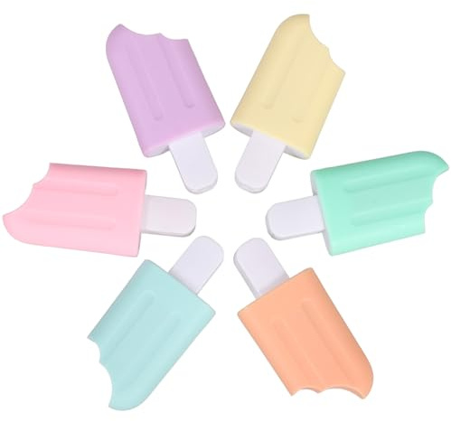 Baluue 6 Stück Pack Cartoon Textmarker Eiscreme Design Fluoreszierende Stifte Bunte Marker Kompakt Leicht für Schule Büro Notizen