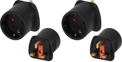 Brennenstuhl Reisestecker Adapter, Steckdosenadapter Reise (Für: England Steckdose und Euro Stecker) Farbe: schwarz (1 Stück) (Packung mit 2)