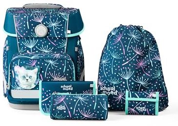 SCHOOL-MOOD Champion Maxx Lina (Kätzchen), 6-tlg. Schulranzenset höhenverstellbar, 22 Liter, 1,1 kg Grundschule 1.-4. Klasse, Modell 2026