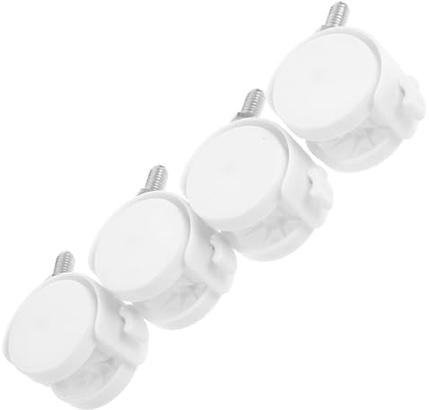 4 Stück Feststellbare Stuhlrollen aus Kunststoff 6x5,3x3cm für Möbel | Weiße Bremsrollen, Leise Laufgeräusche, 25kg Traglast Je Rad, für Büro und Zuhause