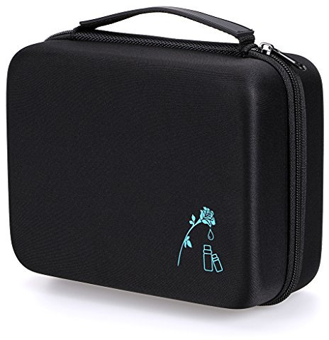 BTSKY 30 Bottles Durable Waterproof Hard Shell EVA Essential Oils Handle Carrying Case Bag Nail Polish Storage Box Foam Insert Organizer (Black)