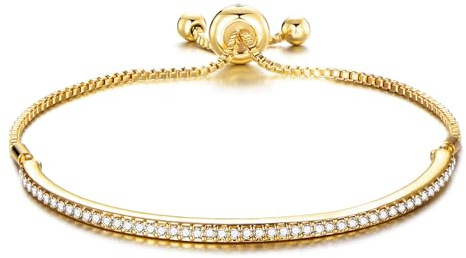 Philip Jones 18k Gold Plated Friendship Slider Bracelet Created with Zircondia® Crystals