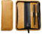 DELMON VARONE - Personalisierbares Schreibgeräteetui aus Vintage Anilin Leder braun, Echtleder Stifte Etui mit Reißverschluss für 2 Schreibgeräte, Stiftemappe für hochwertige Kugelschreiber & Füller
