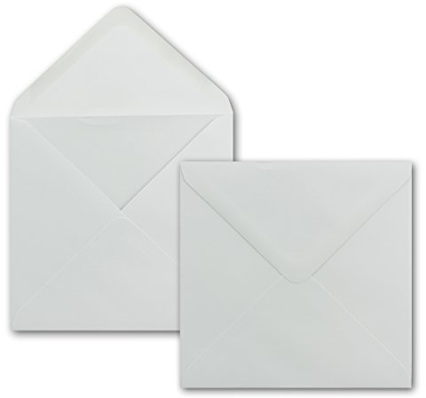 50 x Briefumschlag Quadratisch 15 x 15 cm in Weiß - 100g/m²- Nassklebung mit spitzer Verschlussklappe - Für ganz besondere Anlässe