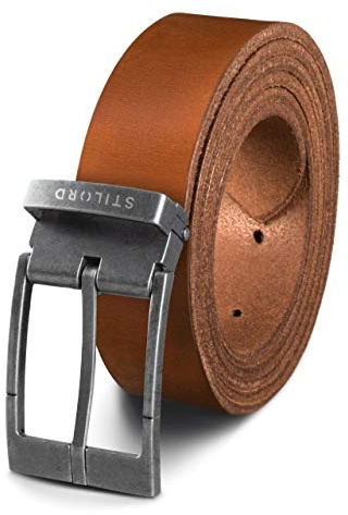STILORD Vintage Ledergürtel Herren Damen Universal Kürzbar Echtledergürtel Herrengürtel Damengürtel Büffelleder, Farbe:veneto - braun | Schnalle antik - silbern I I, Größe:Universal 80-130 cm