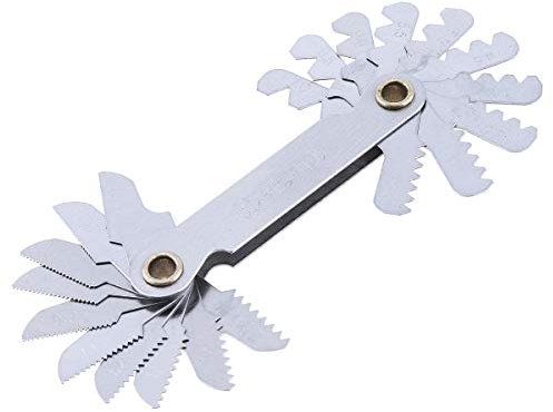 OriGlam Calibro per filettatura passo passo, vite in acciaio inox 60°, set di strumenti di misura (metrico, lame 0,5-7,0)