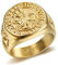 BOBIJOO JEWELRY - Bague Chevalière Sceau Templier Christ Croix Sigillum Militum Xpisti Acier Or Doré Plaqué - 19,1 (9 US)
