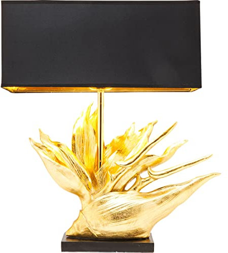 Kare Design Tischlampe Tropical Flower Schwarz/Gold, Desk Lamp, Tischleuchte, Dekoleuchte, Office Lampe, Nachttischlampe, Schreibtischlampe, kein Leuchtmittel inklusive, 65x51x22 cm (H/B/T)