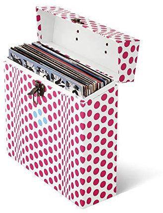 ChengBeautiful Record LP Storage Case Records Holds Up To 30 Vinyl Record Carrying Case CD Box For 12 Inches Vinyl Record Storage Box (Color : Pink, Size : 34X35X11CM)
