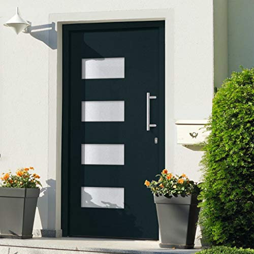 vidaXL Eingangstür Haustür Wohnungstür Nebeneingangstür Außentür Kellertür Tür Mehrzwecktür Schlüsselsatz Alu Aluminium PVC Anthrazit 100x200cm