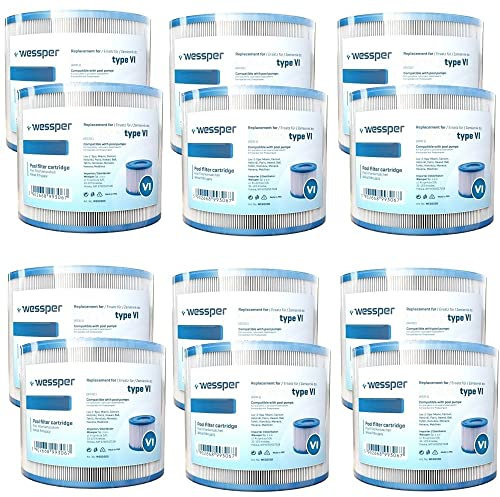 Wessper VI Ersatz Filterkartusche für Pool, VI Filter Ersatzfilter für Lay-Z-Spa,für Bestway Flowclear Pool Filter, für Bestway VI Filter, für Miami, Vegas, Monaco. Größe 6-58323, 12 Stück
