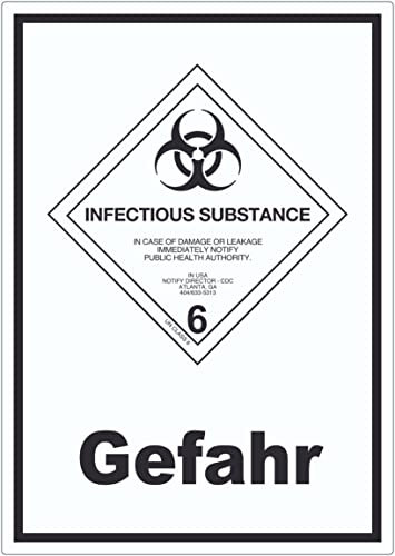 Aufkleber Ansteckungsgefahr Gefahr Infectious Substance A8 (52x74mm)