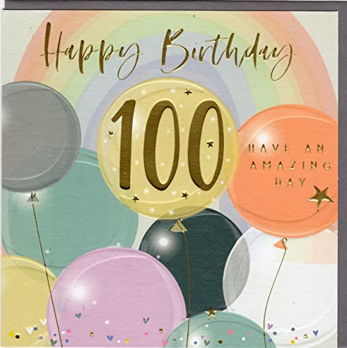 Belly Button Designs Glückwunschkarte zum runden 100. Geburtstag mit Prägung, ideal auch für Geldgeschenk oder Gutschein. BE321