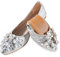 MACHSWON Women's Ballet Flats Slip on Ballerina Pumps Dolly Shoes Portable Ladies Formal Comfort Sparkly Rhinestone Pointed Toe Flats Pumps Wedding Shoes for Bride(Silver, Size 5)