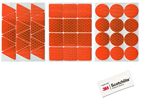Salzmann Adesivi impermeabili per esterni | 39 adesivi rifrangenti | Per biciclette, moto, casa e giardino | Realizzati con materiale riflettente 3M Diamond Grade | Arancione