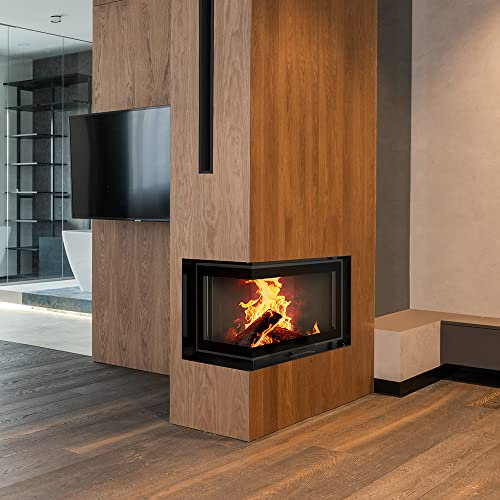 KRATKI MBM Holzbefeuerter Kamineinsatz mit Lufteinlass BImSchV 2-konform 10 kW Wärmewirkungsgrad 81% Stahl Schwarze Thermotec-AuskleidungGuillotine-Tür 126,9x83,7 cm