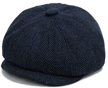 Foruhoo Baby Kinder Schiebermütze Tweed, Jungen Mütze Flat Cap Newsboy Gatsby Kapppe(Navy,4-8 Jahre)