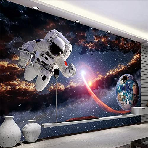 Custom Wallpaper 3D Fototapeten Weltraum Astronaut Erde Planet Sonnensystem Milchstraße Tv Hintergrund Wand 3D 430Cm(W)×300Cm(H)