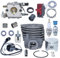 Atunee 46mm Cilindro Pistone Manovella Cuscinetto Set per Husqvarna 55 50 51 Motosega Sostituire 503609171 032890-11 5032890-14 con Carburatore Bobina di Accensione