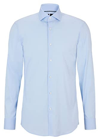 BOSS Herren P-HANK-spread-C1-222 Slim-Fit Popeline-Hemd aus bügelleichtem Baumwoll-Mix Hellblau 44