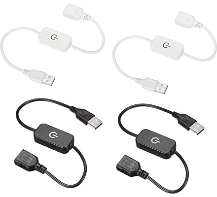 sourcing map LED Touch Inline Dimmer 5V 3A USB Cord Tact Switch Controller for Single Color Emitting Diode Strip Light, Black White, Pack of 4