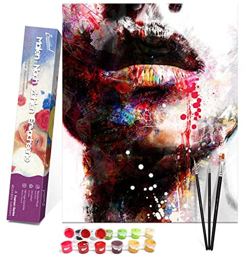 Bougimal Peinture par Numero Adulte Populaire, Lèvres Multicolores Décoration Intérieure Maison sans Cadre 40x50cm