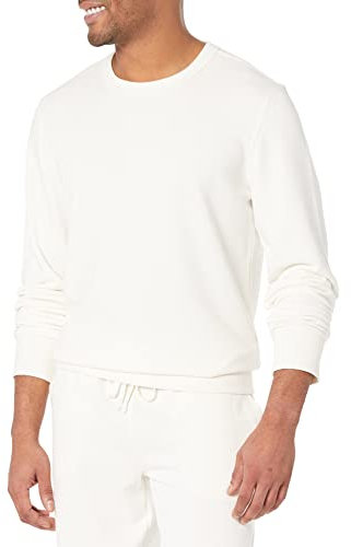 Amazon Essentials Sweat-Shirt léger à col Ras-du-Cou, Manches Longues, en Molleton éponge (Grandes Tailles Disponibles) Homme, Coquille D’œuf, L