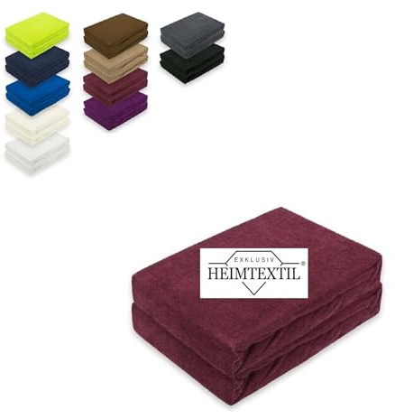 EXKLUSIV HEIMTEXTIL Doppelpack Marke Frottee Spannbettlaken, 80% Baumwolle, 20% Polyester Öko - Tex Zertifiziert, Markenqualität, Matratzenhöhe bis 10 cm, Bordeaux 70 x 140 cm