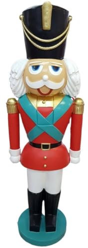Casa Padrino Luxus Deko Skulptur Nussknacker Rot/Mehrfarbig/Türkis H. 180 cm - Weihnachts Deko Figur - XXL Deko Skulptur - XXL Deko Figur - XXL Weihnachts Skulptur - Weihnachts Deko Accessoires
