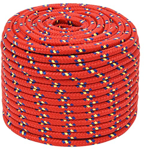 vidaXL Bootsseil Ankerleine Festmacher Tauwerk PP Leine Seil Tau Polypropylenseil Geflochten Flechtleine Rot 14mm 25m Polypropylen